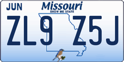 MO license plate ZL9Z5J