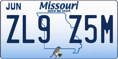 MO license plate ZL9Z5M
