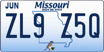 MO license plate ZL9Z5Q
