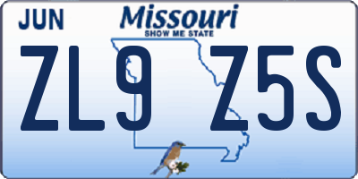 MO license plate ZL9Z5S