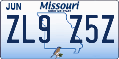 MO license plate ZL9Z5Z