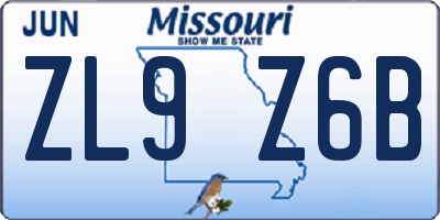 MO license plate ZL9Z6B