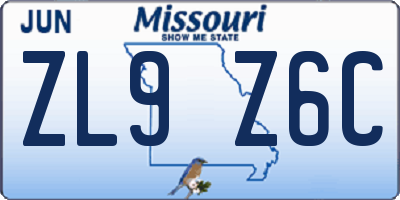 MO license plate ZL9Z6C