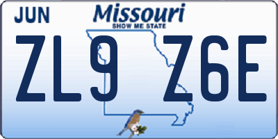 MO license plate ZL9Z6E