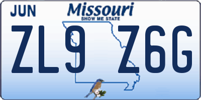 MO license plate ZL9Z6G