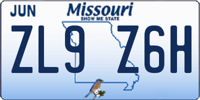 MO license plate ZL9Z6H