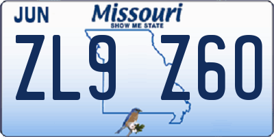 MO license plate ZL9Z6O
