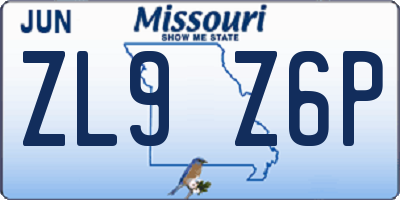 MO license plate ZL9Z6P