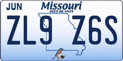MO license plate ZL9Z6S