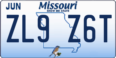 MO license plate ZL9Z6T