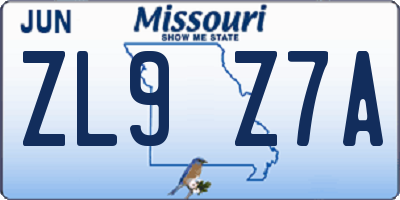 MO license plate ZL9Z7A