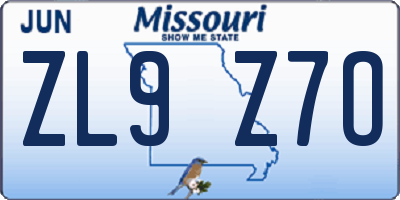 MO license plate ZL9Z7O