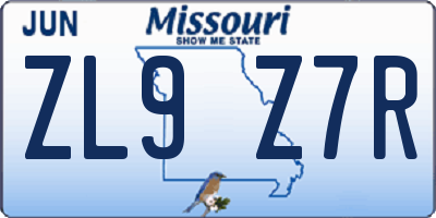 MO license plate ZL9Z7R