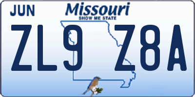 MO license plate ZL9Z8A