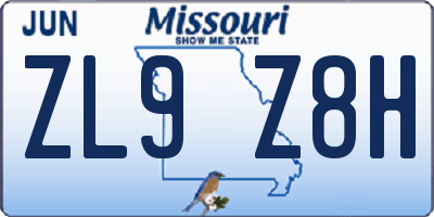 MO license plate ZL9Z8H