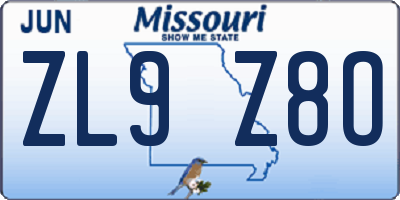 MO license plate ZL9Z8O