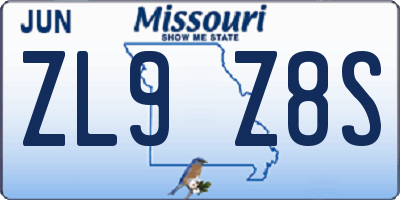 MO license plate ZL9Z8S