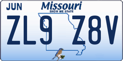 MO license plate ZL9Z8V