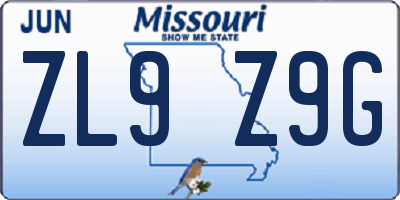 MO license plate ZL9Z9G