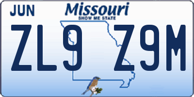 MO license plate ZL9Z9M