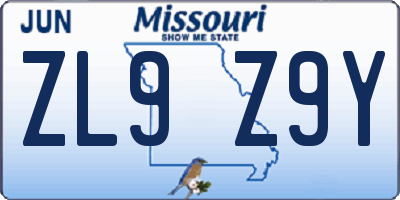 MO license plate ZL9Z9Y
