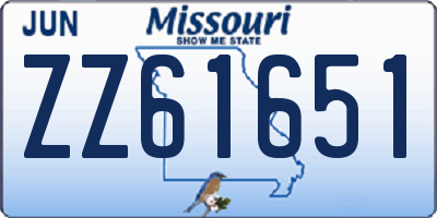 MO license plate ZZ61651