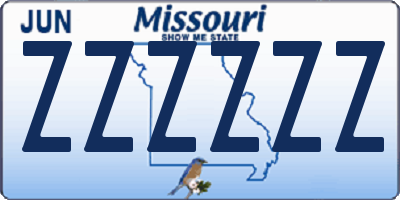 MO license plate ZZZZZZ