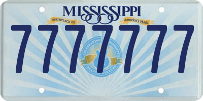 MS license plate 7777777
