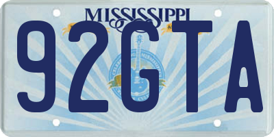 MS license plate 92GTA
