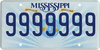 MS license plate 9999999