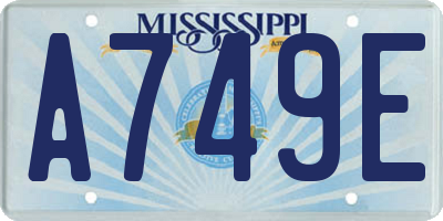 MS license plate A749E