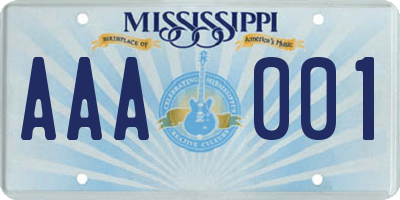 MS license plate AAA001