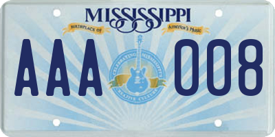 MS license plate AAA008