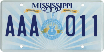 MS license plate AAA011