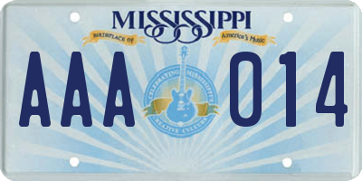 MS license plate AAA014