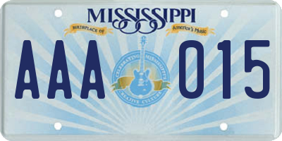 MS license plate AAA015