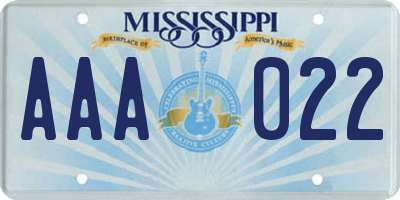 MS license plate AAA022