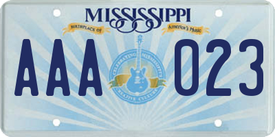 MS license plate AAA023