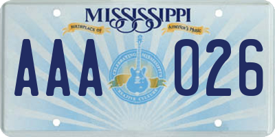 MS license plate AAA026