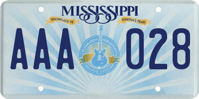 MS license plate AAA028