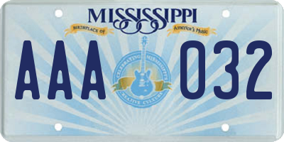 MS license plate AAA032