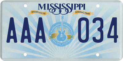 MS license plate AAA034