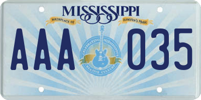 MS license plate AAA035