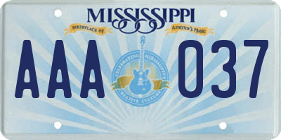 MS license plate AAA037