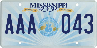 MS license plate AAA043