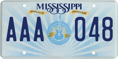 MS license plate AAA048