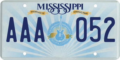 MS license plate AAA052