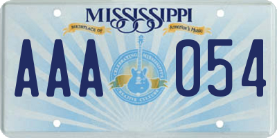 MS license plate AAA054