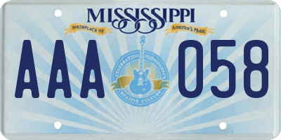 MS license plate AAA058