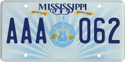 MS license plate AAA062